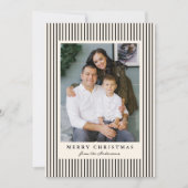 ブラックモダンストライプクリスマスメリークリスマス2写真 シーズンカード (正面)