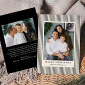 ブラックモダンストライプクリスマスメリークリスマス2写真 シーズンカード