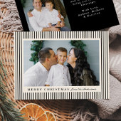 ブラックモダンストライプクリスマスメリークリスマス2写真 シーズンカード