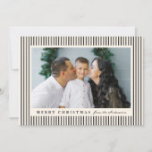 ブラックモダンストライプクリスマスメリークリスマス2写真 シーズンカード (正面)