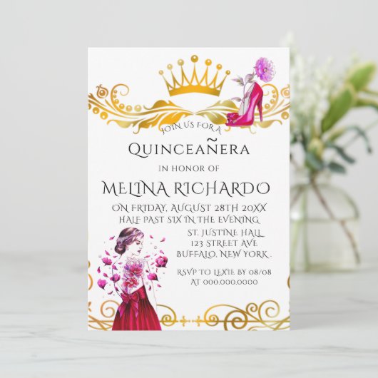 ブラックモダンストライプファッションキンセアニェラパーティー 招待状 (スタンド正面)