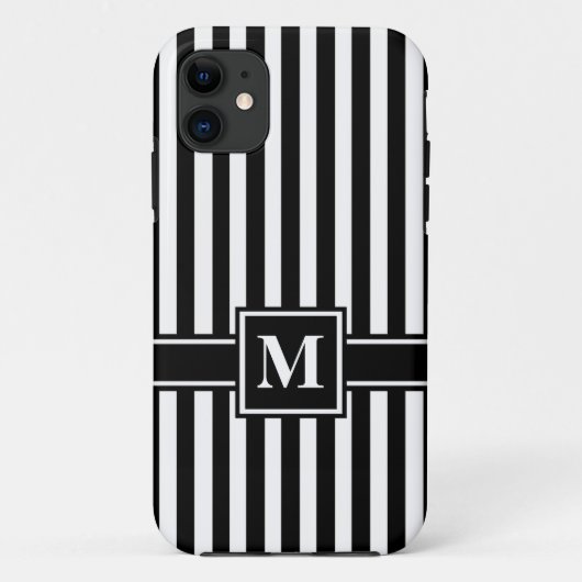 ブラックモダンストライプ（モノグラム） Case-Mate iPhoneケース (裏面)