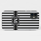 ブラックモダンストライプ（モノグラム） Case-Mate iPhoneケース (裏面(横))