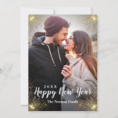 ブラックモダンスパークラーHappy New Year写真 シーズンカード (正面)