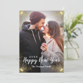 ブラックモダンスパークラーHappy New Year写真 シーズンカード (スタンド正面)