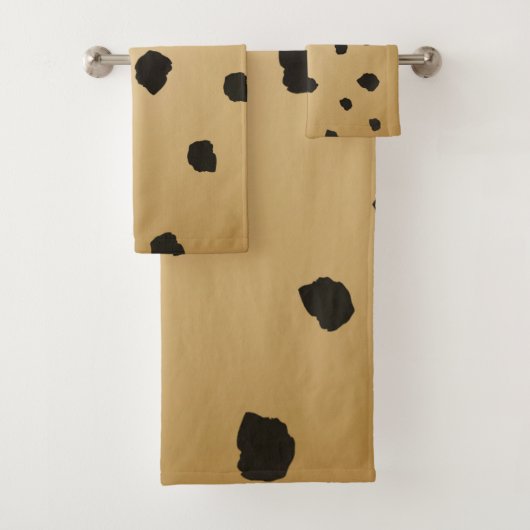 ブラックモダンスポットゴールデロッド金ゴールドベージュタン バスタオルセット (インサイチュ)