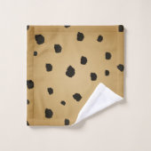 ブラックモダンスポットゴールデロッド金ゴールドベージュタン バスタオルセット (ウォッシュタオル)