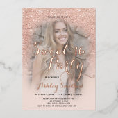 ブラックモダンス結婚ト写真金ゴールドフォイルinvita 箔招待状 (正面)