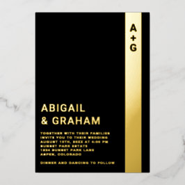 ブラックモダンス結婚フォイル招待状 箔招待状