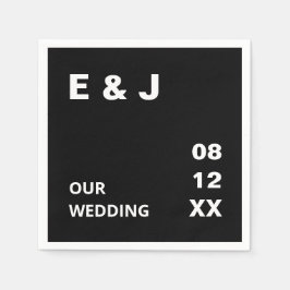 ブラックモダンズ結婚ナプキン スタンダードカクテルナプキン