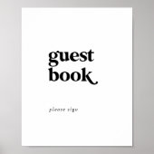 ブラックモダンタイポグラフィゲストブックサイン ポスター (正面)