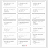 ブラックモダンタイポグラフィゲスト住所 シール (シート)