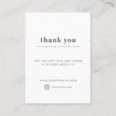ブラックモダンタイポグラフィサンキュースモールビジネス 割引カード (裏面)