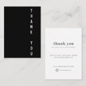 ブラックモダンタイポグラフィサンキュースモールビジネス 割引カード (正面/裏面)
