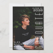 ブラックモダンタイポグラフィシック写真卒業 招待状 (正面)