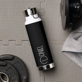 ブラックモダンタイポグラフィパーソナライズされた ウォーターボトル