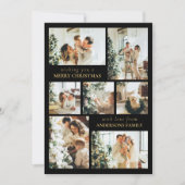 ブラックモダンタイポグラフィフォトコラージュクリスマス シーズンカード (正面)