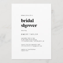 ブラックモダンタイポグラフィブライダルシャワー