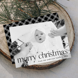ブラックモダンタイポグラフィメリークリスマスフォト シーズンカード