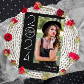 ブラックモダンタイポグラフィ写真卒業パーティー 招待状