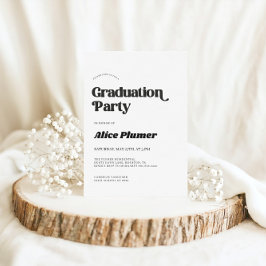 ブラックモダンタイポグラフィ卒業党 招待状