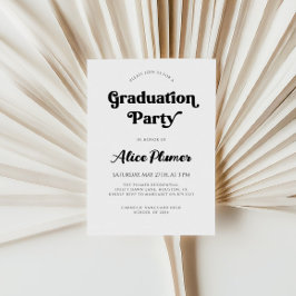 ブラックモダンタイポグラフィ卒業党 招待状