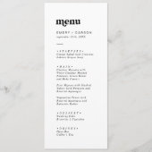 ブラックモダンタイポグラフィ結婚のディナーメニュー メニュー (正面)