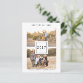 ブラックモダンダブルフォトホリデー葉書 シーズンポストカード (スタンド正面)