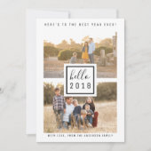 ブラックモダンダブル写真新年のフラットカード シーズンカード (正面)