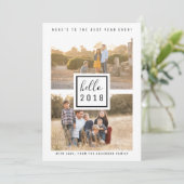 ブラックモダンダブル写真新年のフラットカード シーズンカード (スタンド正面)