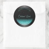 ブラックモダンティール（緑がかった色）グラデーション製品ラベルソフトグリッター ラウンドシール (バッグ)