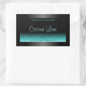 ブラックモダンティール(緑がかった色)グラデーション製品ラベルソフトグリッター 長方形シール (バッグ)