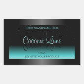 ブラックモダンティール(緑がかった色)グラデーション製品ラベルソフトグリッター 長方形シール (正面)