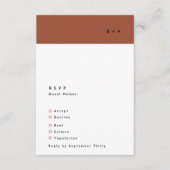 ブラックモダンテラコッタストライプモノグラム結婚ズ 出欠カード (正面)