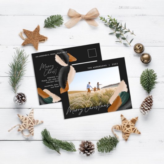 ブラックモダンテラミニマルコッタ水彩写真 シーズンポストカード