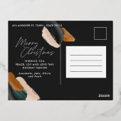 ブラックモダンテラミニマルコッタ水彩写真 箔シーズンポストカード (裏面)