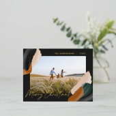 ブラックモダンテラミニマルコッタ水彩写真 箔シーズンポストカード (立ち正面)