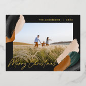 ブラックモダンテラミニマルコッタ水彩写真 箔シーズンポストカード (正面)