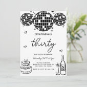 ブラックモダンディスコボール30rd誕生日パーティー 招待状 (スタンド正面)