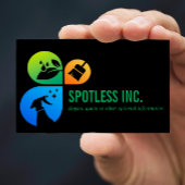 ブラックモダントレンディークリーニングサービスロゴ 名刺