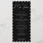 ブラックモダンネーム座席表結婚ズ・ディナー・カード メニュー (正面)