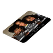 ブラックモダンハッピーバースデーカスタムフォトマグネット マグネット (左側)