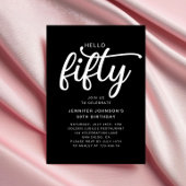 ブラックモダンハローフィフティ50誕生日 招待状