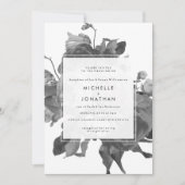 ブラックモダンバラ結婚式招待状 招待状 (正面)