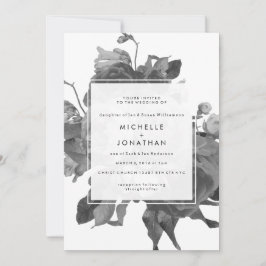 ブラックモダンバラ結婚式招待状 招待状