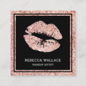 ブラックモダンバラ金ゴールドグリッターリップメイクアップアーティスト スクエア名刺 (正面)