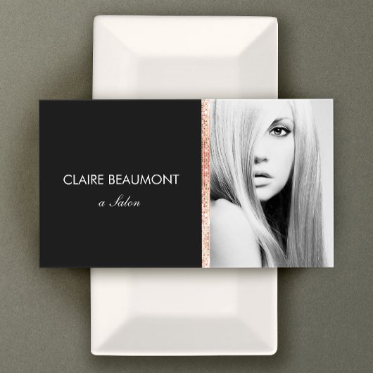 ブラックモダンバラ金ゴールドシークインサロンフォトカード 名刺