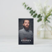 ブラックモダンバーバーショップヘアドレッサー美容師 名刺 (スタンド正面)