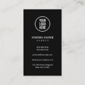 ブラックモダンバーバーショップヘアドレッサー美容師 名刺 (裏面)