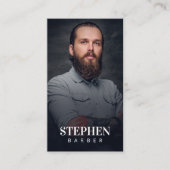 ブラックモダンバーバーショップヘアドレッサー美容師 名刺 (正面)